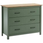 Altobuy - tina - commode 3 tiroirs bois cir� coloris vert