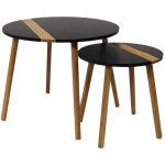 Altobuy - trazen - lot de 2 tables gigognes noires et relief bambou