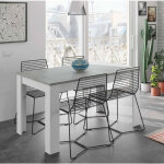 Table de salle à manger extensible, couleur béton et blanc artik, dimensions 140 x 78 x 90 cm Table de salle à manger extensible, couleur béton et blanc artik, dimensions 140 x 78 x 90 cm