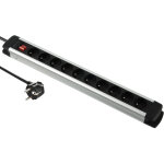 Alu - line bloc multiprise 10 prises avec corps en aluminium, c�bles 3g1, 5mm, 2m, noir