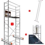 Alucombine 3. 0 - 400, hauteur de travail 4m, �chafaudage �chellee, traverse & 2x roues d'�chafaudage ...