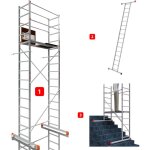 Alucombine 3. 0 - 500, hauteur de travail 5m, �chafaudage �chellee, traverse & 2x roues d'�chafaudage ...