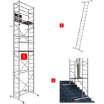 Alucombine 3. 0 - 700, hauteur de travail 7m, �chafaudage �chellee, traverse & 4x roues d'�chafaudage ...