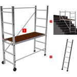 Alucombine 4. 0 - 300, hauteur de travail 3m, �chafaudage �chellee & 2x roues d'�chafaudage fixes (�100mm) ...