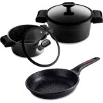 Alutherm batterie de cuisine � induction 5 pi�ces fonte d'aluminium antiadh�sif sans pfoa noir - fagor ...