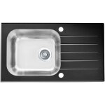 Alveus - altone - vier 78x44 cm, avec commande de vidage, verre noir / inox 1114558
