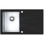 Alveus karat - Évier 86x50 cm, avec commande de vidage, verre noir / en inox 1102770 Alveus karat - Évier 86x50 cm, avec commande de vidage, verre noir / en inox 1102770