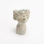 Vase enfant en ciment gris 11. 5x11. 5cm ? hauteur 18cm ? d�coration jardin ? cache - pot enfant bisou ...