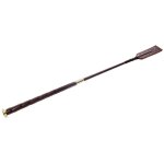 Marron - cravache en cuir avec bouton en m�tal longueur 65 cm