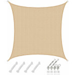 Amanka - 4x4 voile d'ombrage carre respirante - toile de jardin avec fixation acier inox