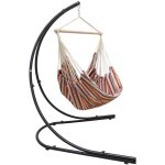 Support hamac avec chaise suspendue xxl fauteuil de balancoire rayures colorées Support hamac avec chaise suspendue xxl fauteuil de balancoire rayures colorées