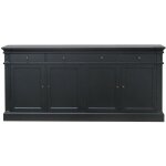 Ebuy24 - amaretta buffet avec 4 portes et 4 tiroirs largeur 186 cm, hauteur 86 cm, noir vintage.