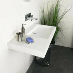 Ambra - vasque salle de bain 80 cm suspendue blanche sans percement en solid surface - passoa ii d