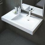 Ambra - vasque salle de bain 80 cm suspendue blanche avec percement en solid surface - passoa d