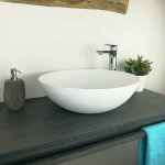 Ambra - vasque � poser - ronde - 50 cm - composite blanc - bol�a