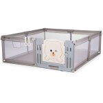 Amico parc b�b� 180�200 cm avec porte, filets respirants et 2 poign�es taupe sans tapis