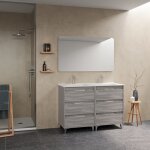 Amizuva - suki 120 meuble double vasque avec six tiroirs, effet gris sablé il comprend la vasque en céramique. ... Amizuva - suki 120 meuble double vasque avec six tiroirs, effet gris sablé il comprend la vasque en céramique. ...
