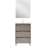 Amizuva - suki 60 meuble simple vasque avec trois tiroirs, effet fum� sabl� il comprend la vasque en ...