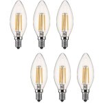 Ampoule led e14 dimmable bougie led e14 4w blanc chaud 2700k, filament led petit culot � vis, equivalent ...