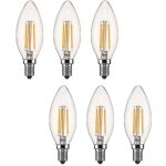 Ampoule led e14 dimmable bougie led e14 4w blanc chaud 2700k, filament led petit culot � vis, equivalent ...