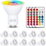 Ampoule led mr16 gu10 rgb spot changementde couleur, ampoules led rgbw dimmable blanc chaud (2700k) 6w ...