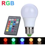 Ampoule led rgb 5 w avec t�l�commande, culot e27, lumi�re multicolore