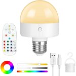 Ampoule led sans fil e27 avec t�l�commande, rechargeable, fonction tactile et luminosit� r�glable, id�ale ...