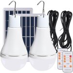 Ampoule solaire exterieur interieur 2pcs lampe suspendue avec panneau solaire, capteur cr�pusculaire, ...