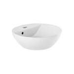Anconetti - vasque � poser ancoswing, ronde en c�ramique avec trop plein et avec plage de robinetterie ...