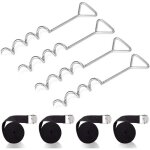 Ancrage au sol trampoline avec sangles - boucles en acier, kit d'ancrage trampoline spiral�s en acier, ...