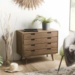 Macabane - andy - commode scandi bois marron 4 tiroirs sapin