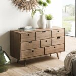 Macabane - andy - commode scandi bois marron 8 tiroirs sapin
