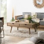 Andy - table basse marron scandi rectangulaire 4 tiroirs bois Andy - table basse marron scandi rectangulaire 4 tiroirs bois