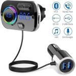 Andyou - transmetteur fm bluetooth 5. 0 adaptateur radio sans fil kit de voiture mains libres, qc3. 0 ...