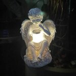 Ange f�e statuette avec la lumi�re solaire, jardin r�sine ange figurines ornament d�coration d'ange pour ...