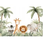 Animaux de la jungle enfants palmiers peinture murale pour chambre d'enfant 400x280