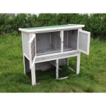 Clapier  lapin en bois gris - 1  3 lapins