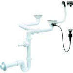 Siphon double �vier 115 mm, avec trop - plein et c�ble de commande