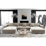 Anixe - canap d'angle panoramique xxl en u - en tissu (beige)