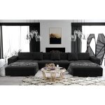 Tendencio - anixe - canap d'angle panoramique xxl en u - en tissu (noir)