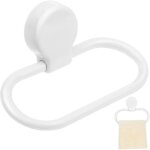 Anneau porte - serviettes adh�sif blanc abs, support mural sans per�age, salle de bain