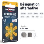 Piles auditives type 10 (lot de 60) ? jaune - ansmann