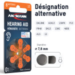 Piles auditives type 13 (lot de 120) ? orange - ansmann