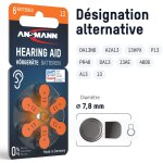 Piles auditives type 13 (lot de 60) ? orange - ansmann