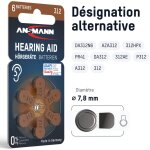 Piles auditives 312 (lot de 120) ? marron - ansmann