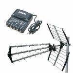 Antenne tnt trinappe gain 18db + amplificateur tnt 4 sorties - hdsat