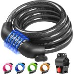 Antivol � combinaison, antivol de v�lo portable, haute s�curit�, avec support, 5 chiffres, noir.