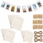 Lot de 30 cadres photo en papier 10 x 15 cm avec clips en bois et ficelle en carton  suspendre 4 x 6 ...
