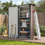 Aoxun abri de jardin m�tallique, porte verrouillable, abri d'ext�rieur armoire, robuste et antirouille, ...