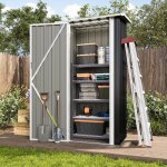 Aoxun abri de jardin m�tallique, porte verrouillable, abri d'ext�rieur armoire, robuste et antirouille, ...